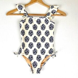 Crewcuts Ruffle Sleeve 1pc Floral Swimsuit Beach Vacation Pool